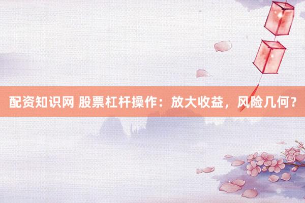 配資知識網(wǎng) 股票杠桿操作：放大收益，風(fēng)險幾何？