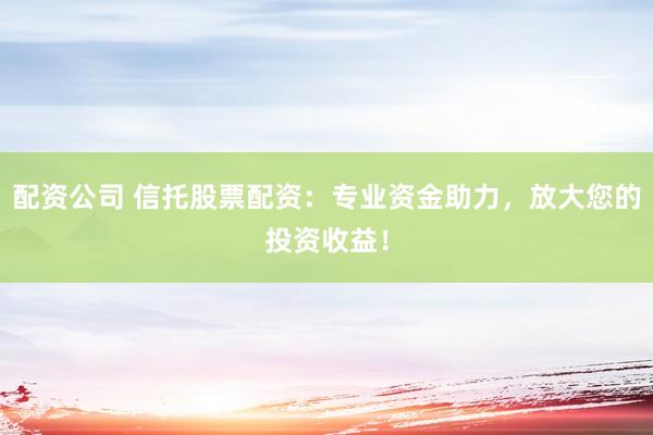 配資公司 信托股票配資：專業(yè)資金助力，放大您的投資收益！